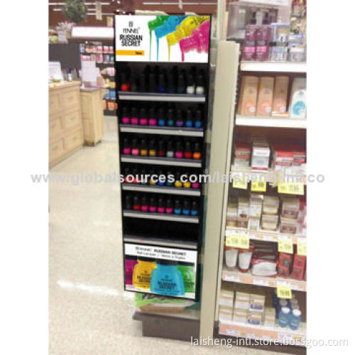 Wooden metal acrylic nail polish display rack with six shelves